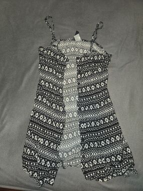 Divided Black and White Tribal Open-Front Top